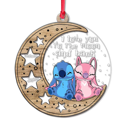 I Love You To The Moon And Back - Personalized Christmas Ohana Layers Mix Ornament