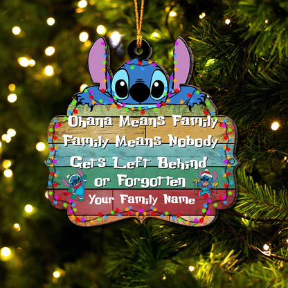 Ohana Means Family - Personalized Christmas Ornament (Printed On Both Sides)