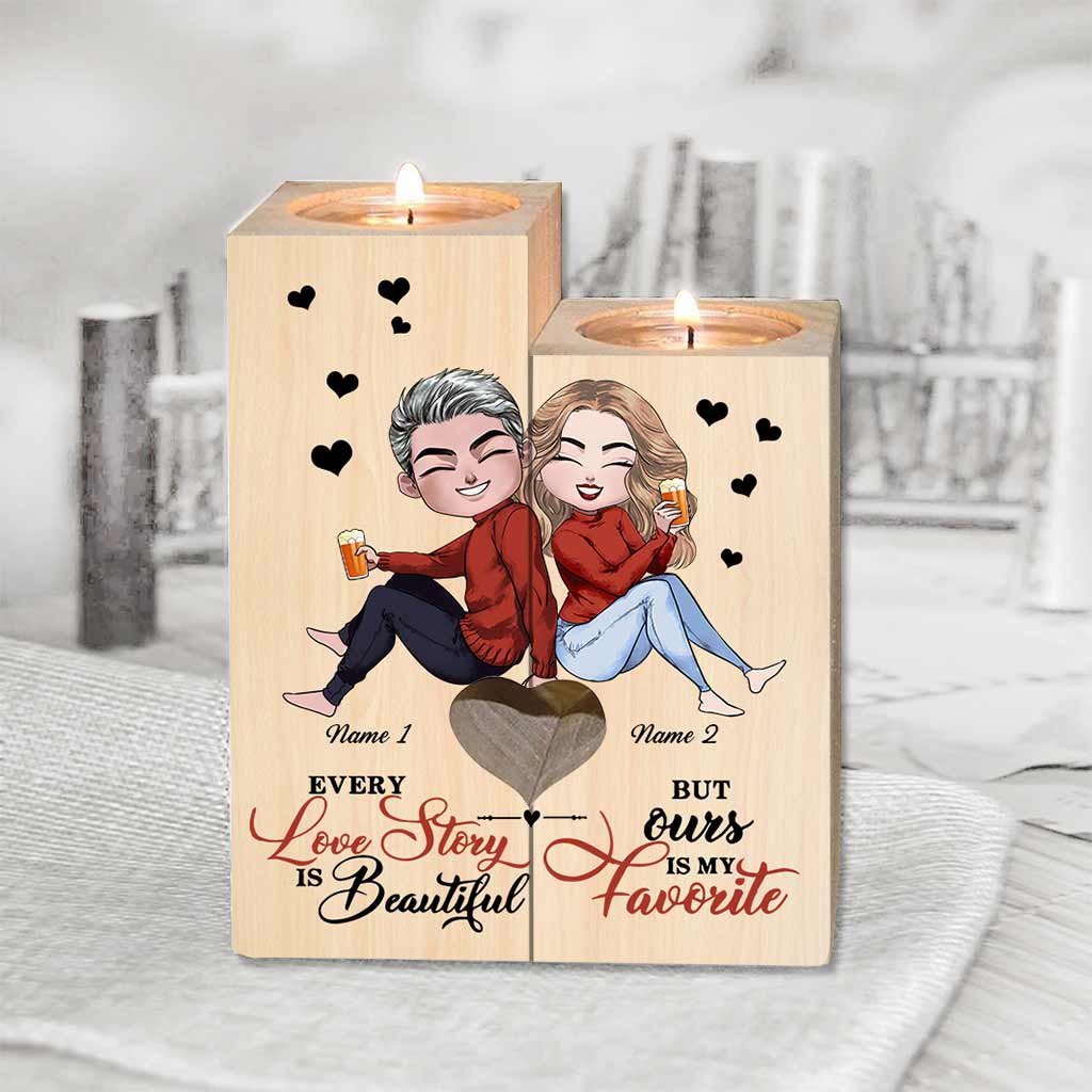 Husband And Wife Love Story - Personalized Couple Candle Holder