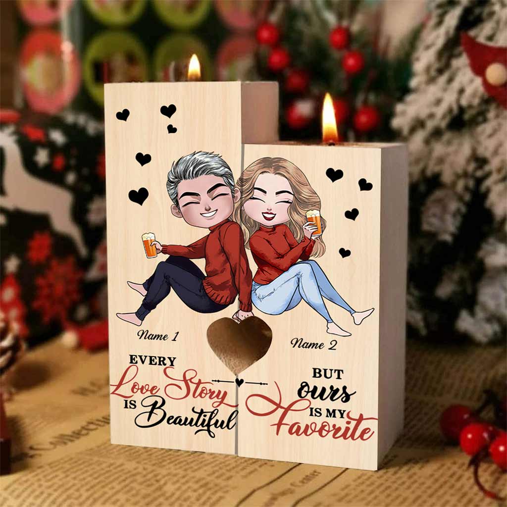 Husband And Wife Love Story - Personalized Couple Candle Holder