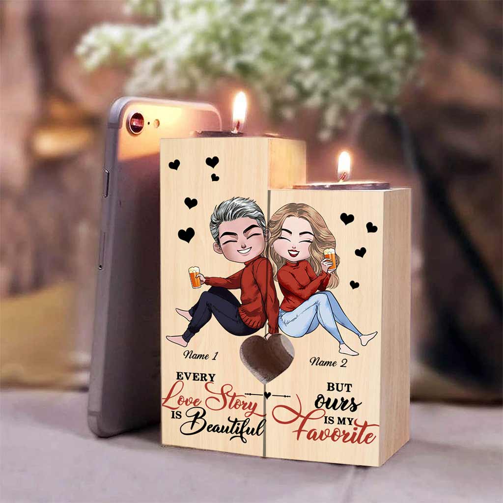 Husband And Wife Love Story - Personalized Couple Candle Holder