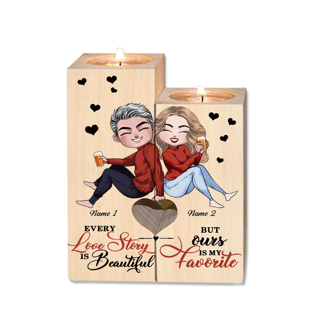 Husband And Wife Love Story - Personalized Couple Candle Holder