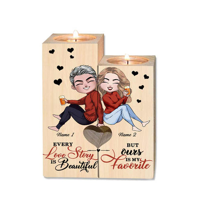 Husband And Wife Love Story - Personalized Couple Candle Holder