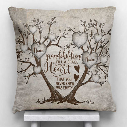 Mom Grandma Family Tree Heart - Personalized Throw Pillow