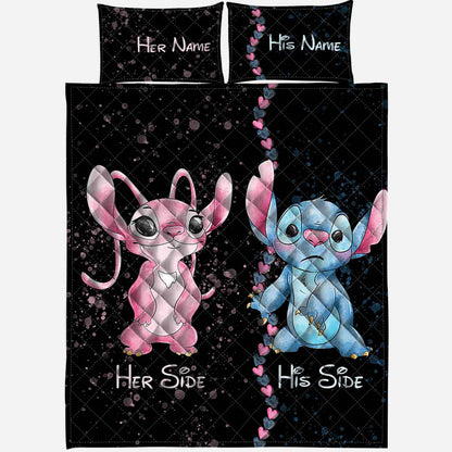 His Side Her Side Ohana - Personalized Couple Quilt Set