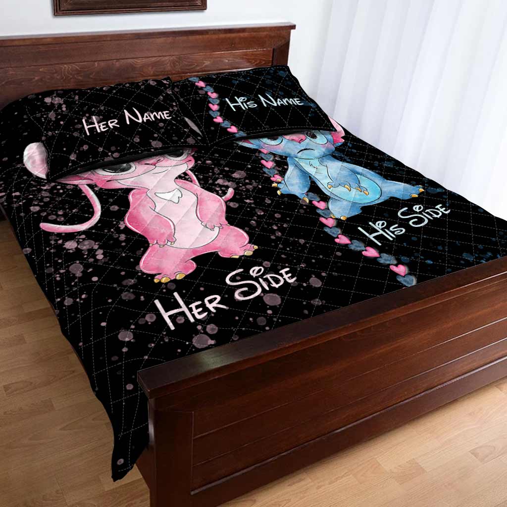 His Side Her Side Ohana - Personalized Couple Quilt Set