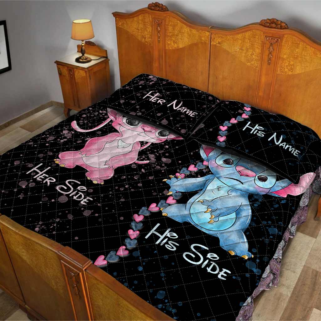 His Side Her Side Ohana - Personalized Couple Quilt Set