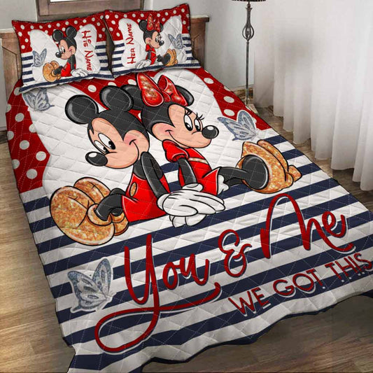 You & Me We Got This - Personalized Couple Mouse Quilt Set