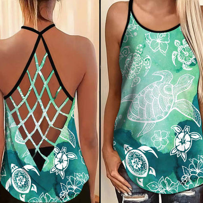 Love Turtles Cross Tank Top