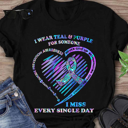 I Wear Teal And Purple - Suicide Prevention T-shirt And Hoodie 062021