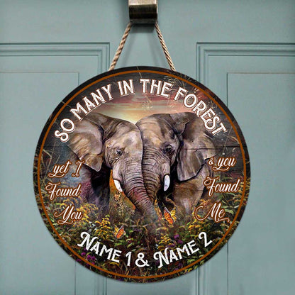 So Many In The Forest - Elephant Personalized Round Wood Sign