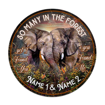So Many In The Forest - Elephant Personalized Round Wood Sign