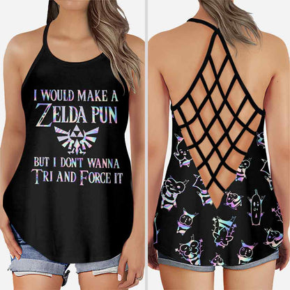 I Would Make A Pun The Hero's Legend Cross Tank Top