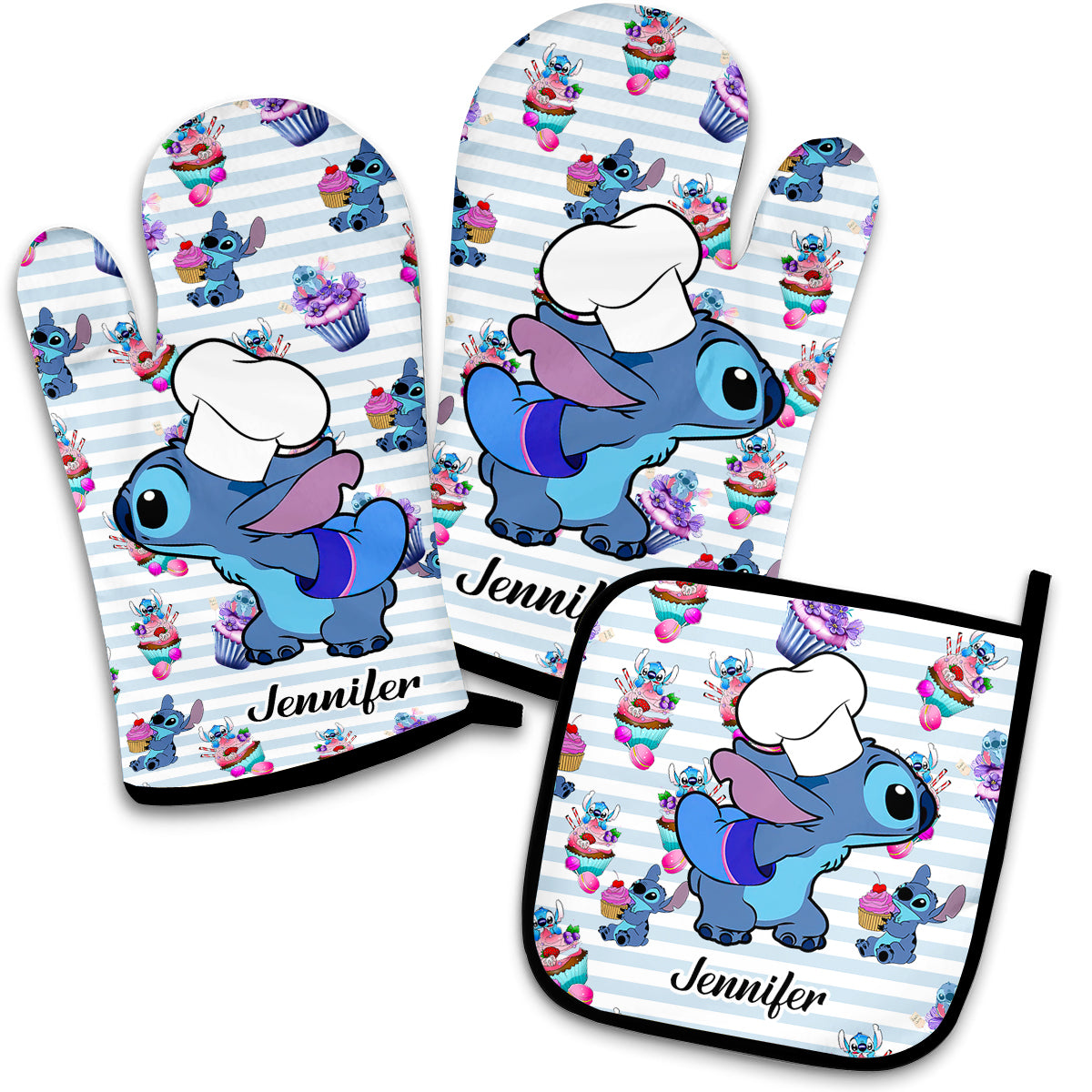 Love Baking - Personalized Baking Oven Mitts & Pot Holder Set