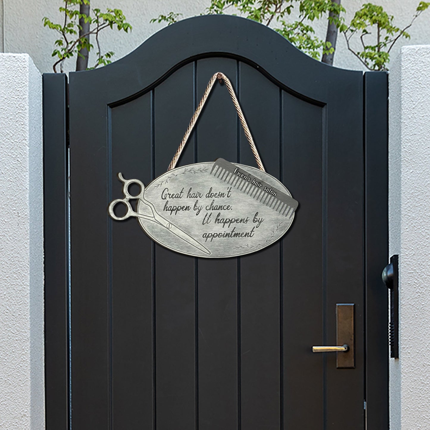 Great Hair Doesn't Happen By Chance - Personalized Hairdresser Wood Sign