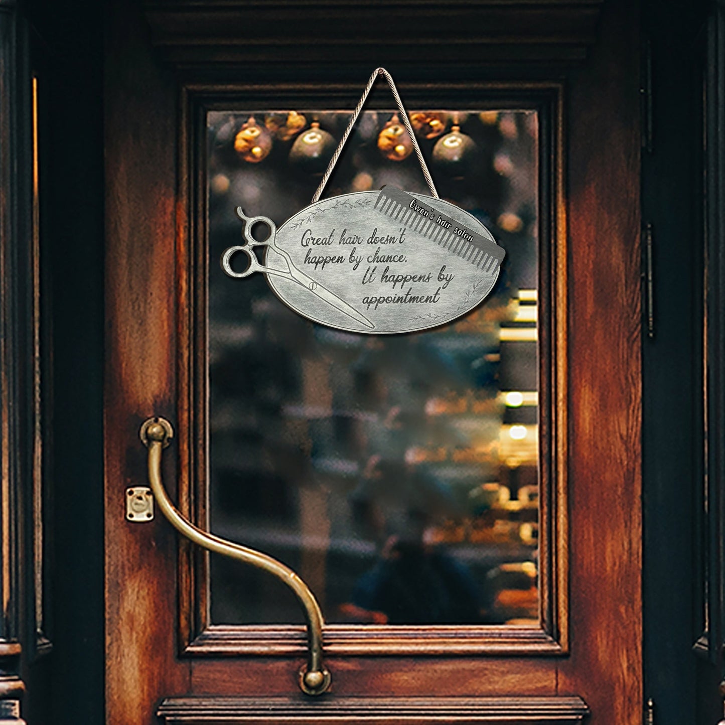 Great Hair Doesn't Happen By Chance - Personalized Hairdresser Wood Sign