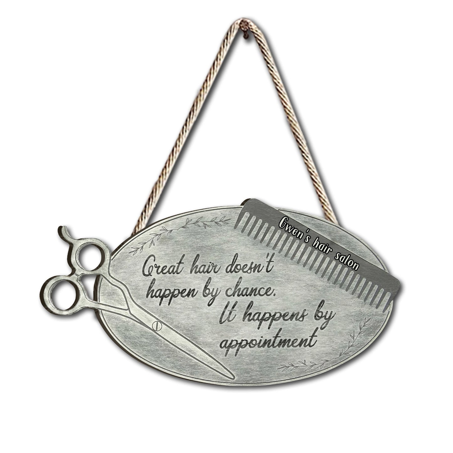 Great Hair Doesn't Happen By Chance - Personalized Hairdresser Wood Sign