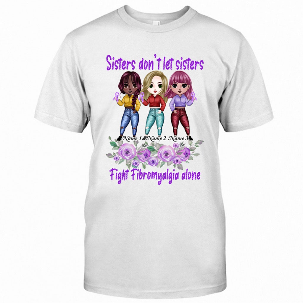 Sisters Don't Let Sisters Fight Epilepsy Alone - Personalized Fibromyalgia Awareness T-shirt and Hoodie