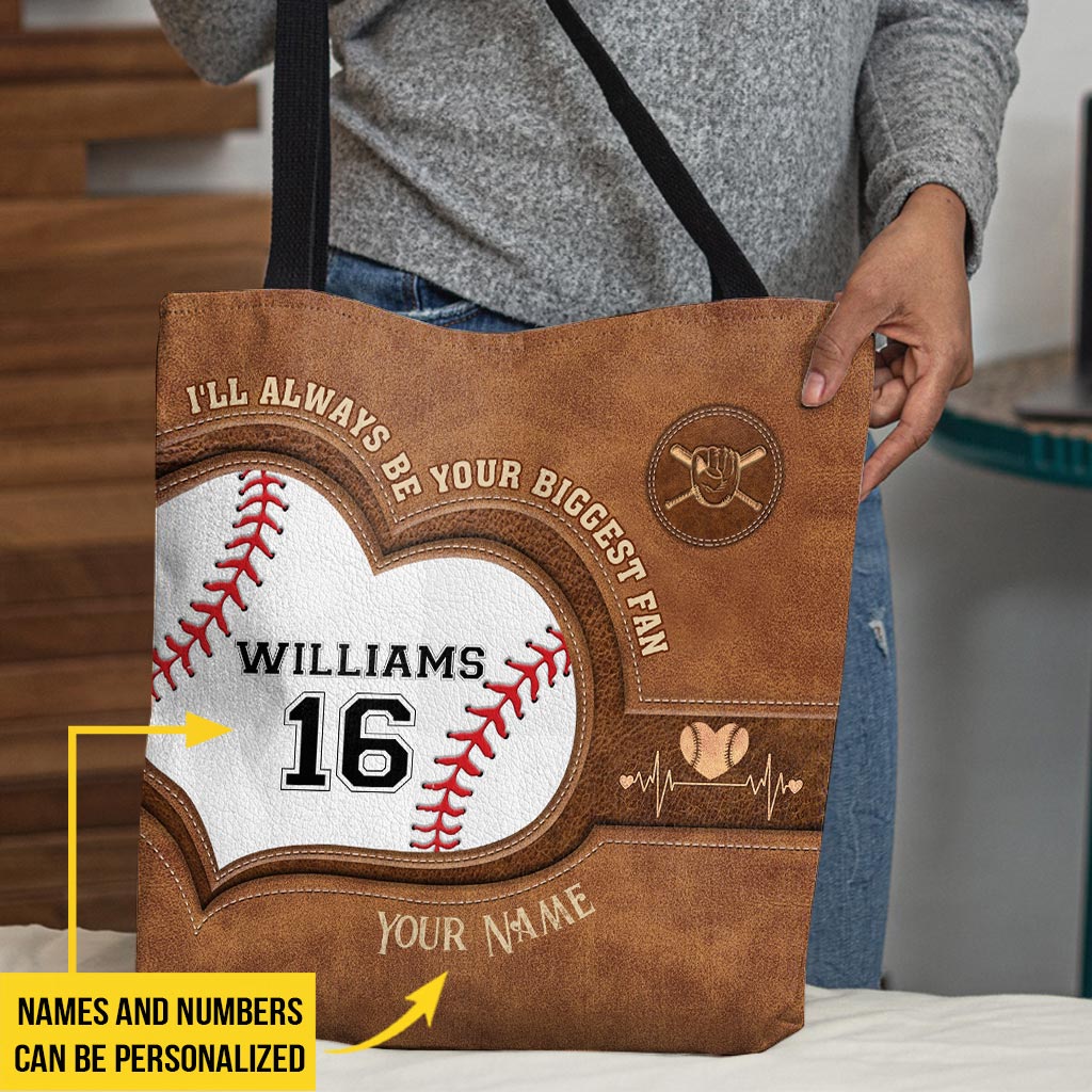 I'll Always Be Your Biggest Fan - Personalized Baseball Tote Bag