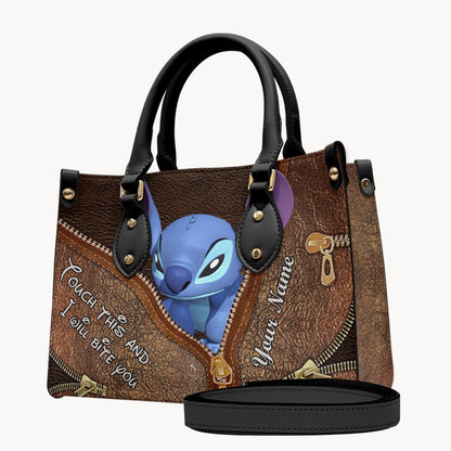 Touch This And I Will Bite You 3D - Personalized Ohana Leather Handbag & Luggage Cover