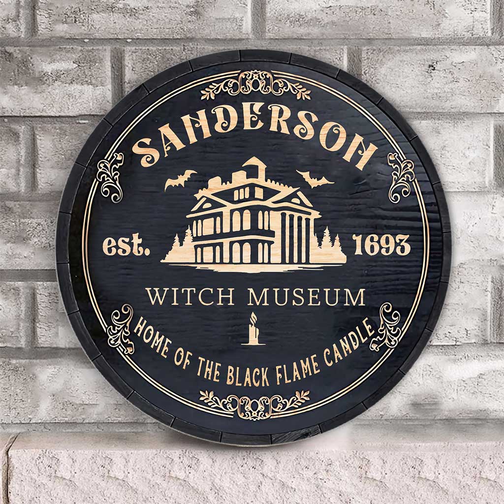 Home Of The Black Candle - Halloween Round Wood Sign