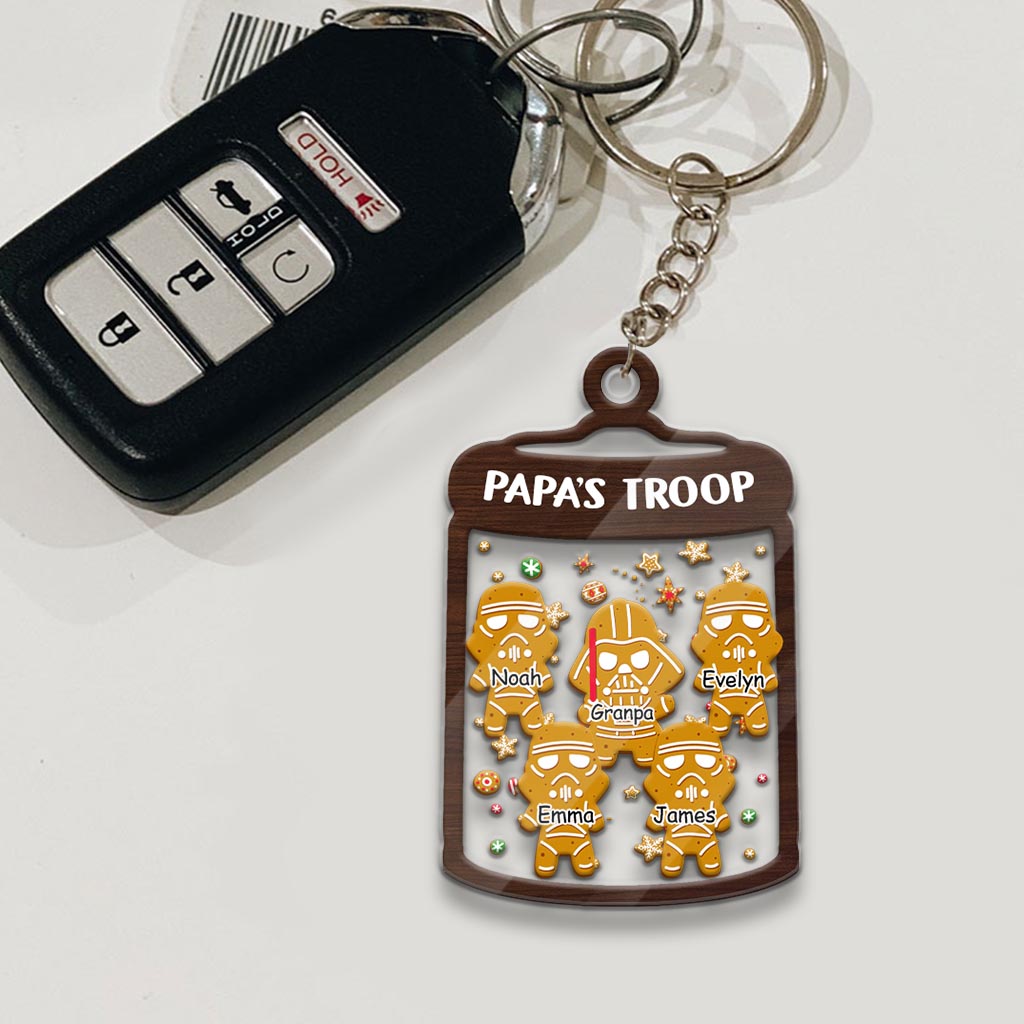 Papa's Troop - Personalized Christmas Grandpa Transparent Keychain