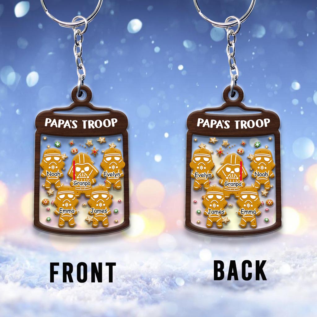 Papa's Troop - Personalized Christmas Grandpa Transparent Keychain