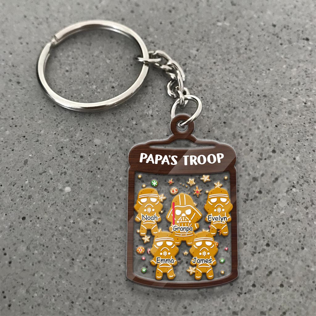 Papa's Troop - Personalized Christmas Grandpa Transparent Keychain