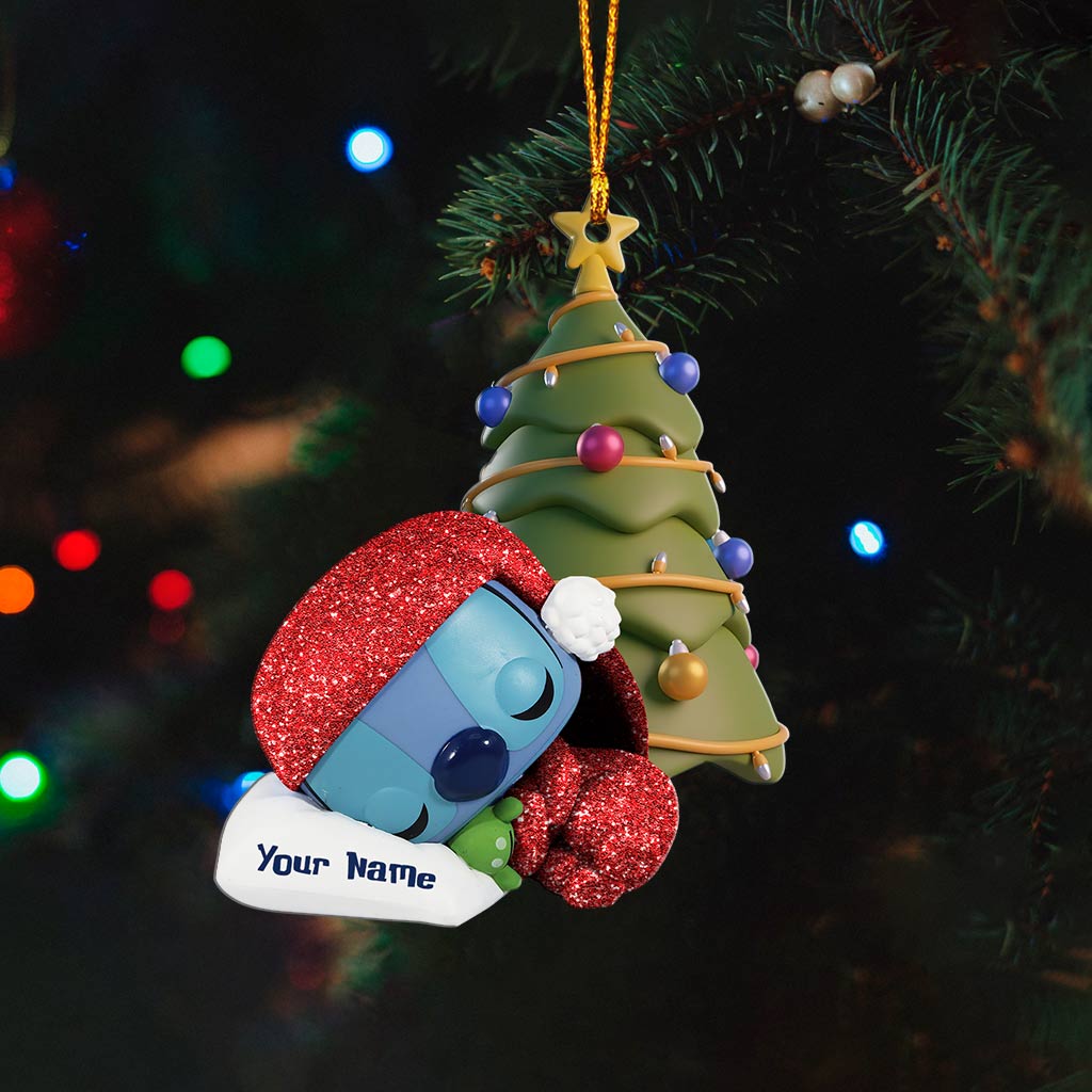 Sleepy Ohana - Personalized Christmas Ornament (Printed On Both Sides)