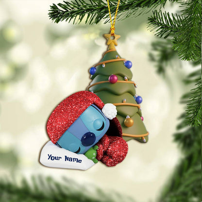 Sleepy Ohana - Personalized Christmas Ornament (Printed On Both Sides)