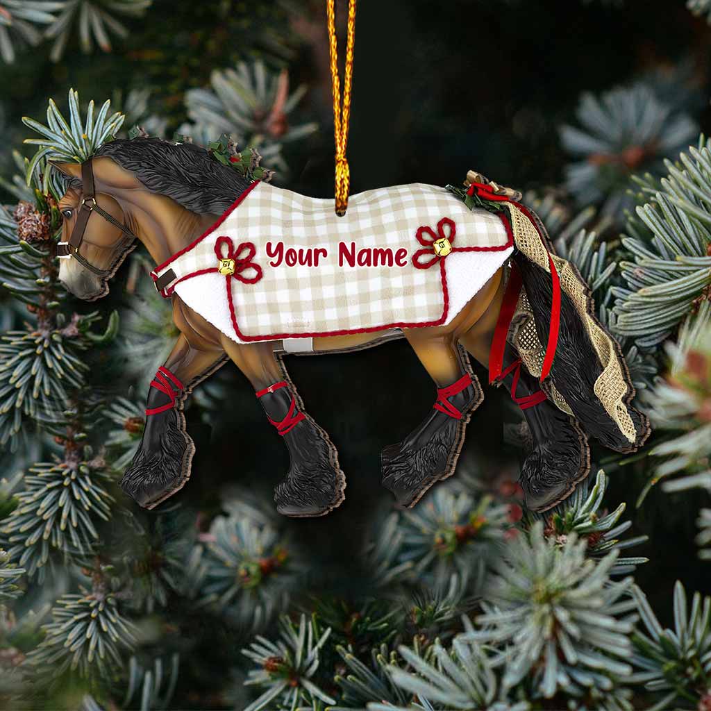 Christmas Horse - Personalized Christmas Horse Ornament (Printed On Both Sides)