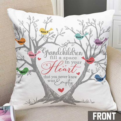 Mom Grandma Family Tree Heart - Personalized Throw Pillow