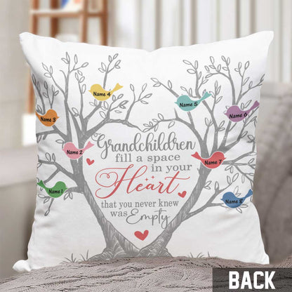 Mom Grandma Family Tree Heart - Personalized Throw Pillow