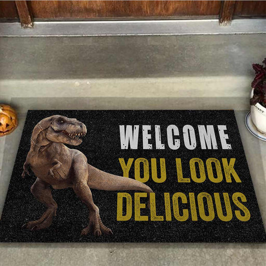 Welcome You Look Delicious - Dinosaur Doormat