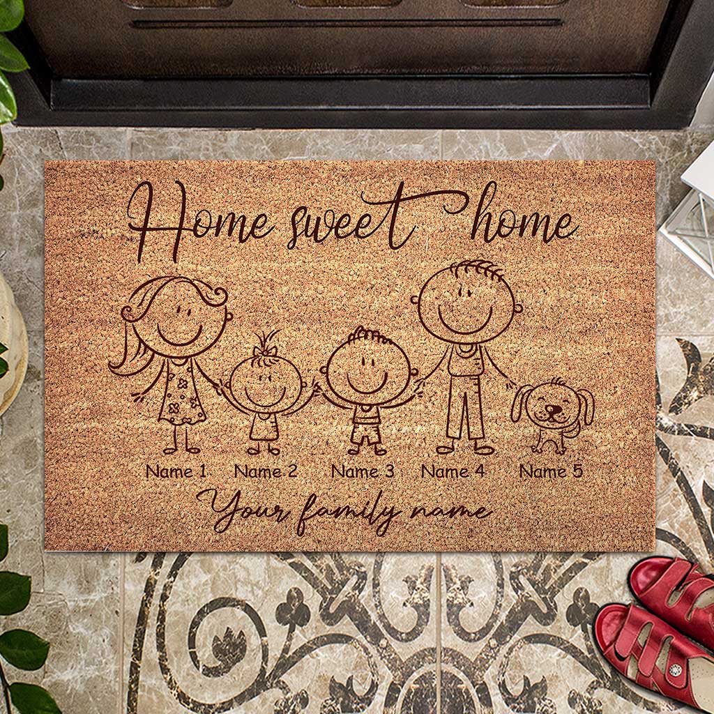 Home Sweet Home - Personalized Mother's Day Father's Day Family Doormat With Coir Pattern Print