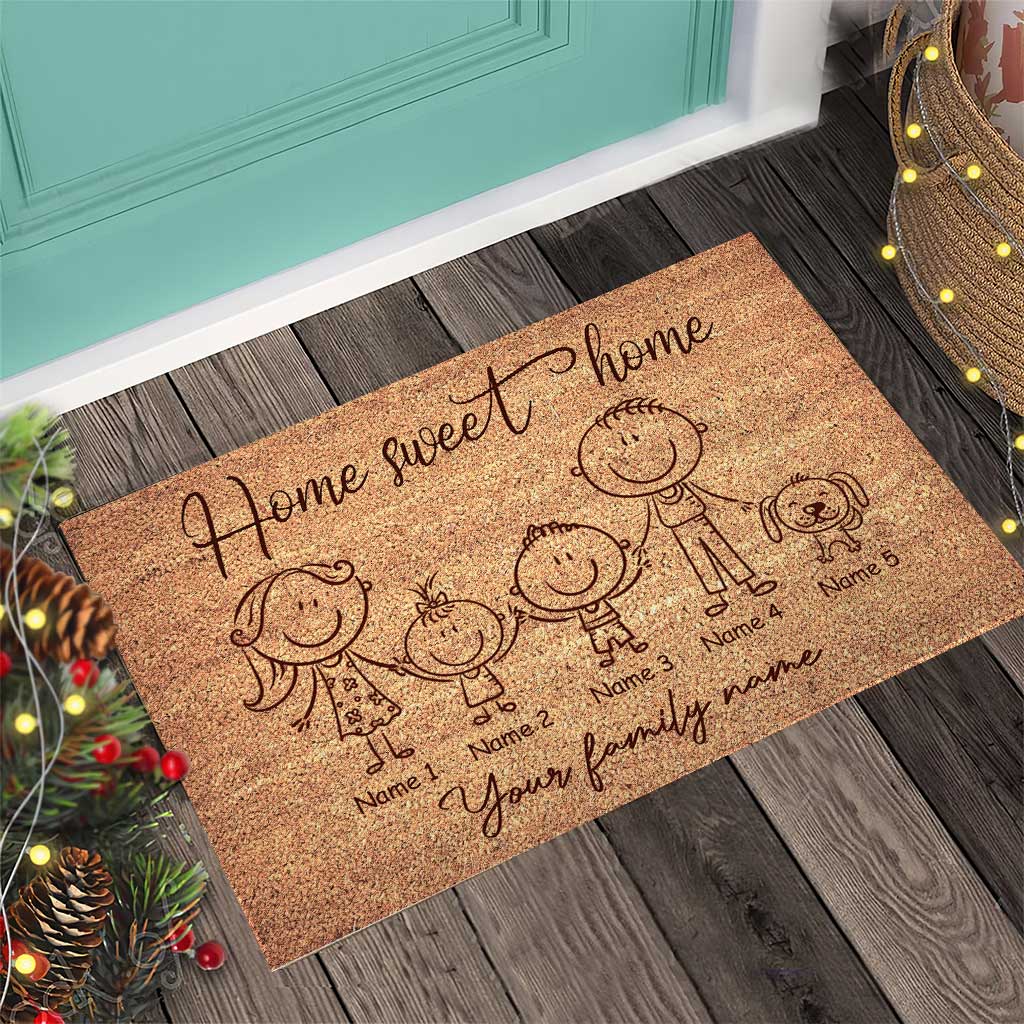 Home Sweet Home - Personalized Mother's Day Father's Day Family Doormat With Coir Pattern Print