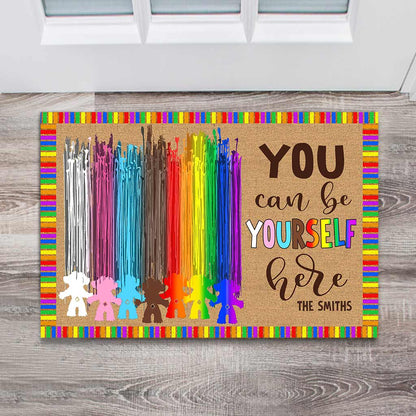 You Can Be Yourself Here - Personalized LGBT Support Doormat