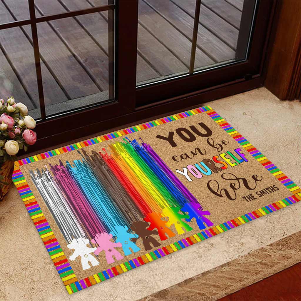 You Can Be Yourself Here - Personalized LGBT Support Doormat