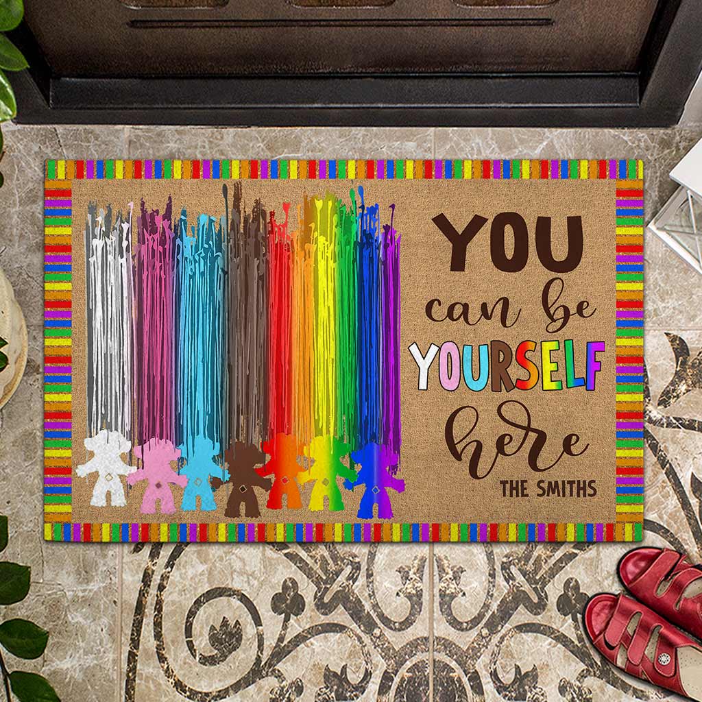 You Can Be Yourself Here - Personalized LGBT Support Doormat