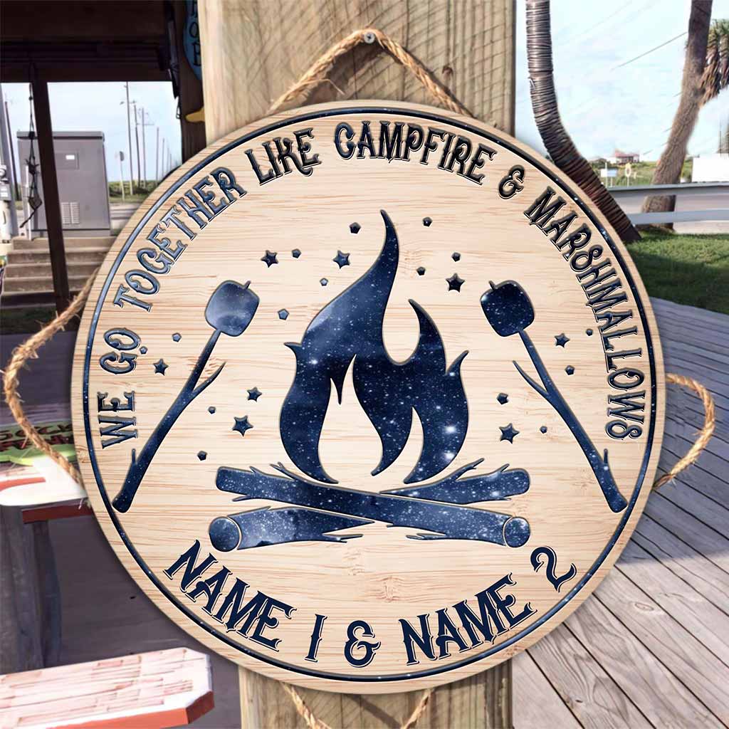 We Go Together - Camping Personalized Round Wood Sign