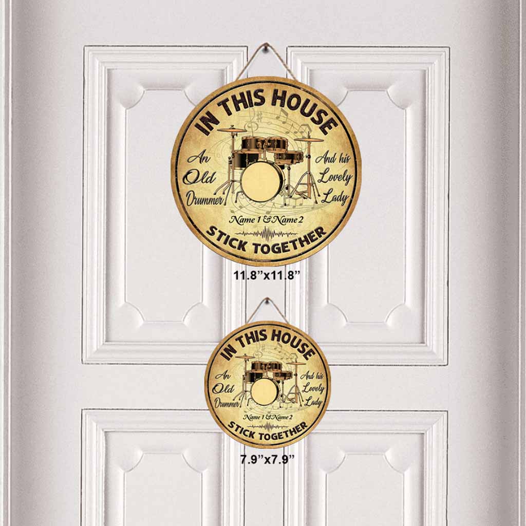 In This House - Drummer Personalized Round Wood Sign