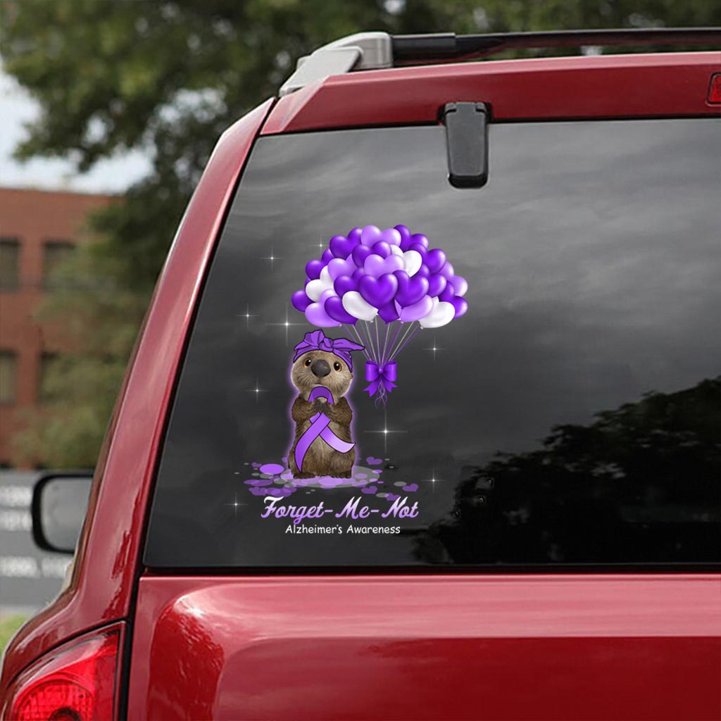 Forget-me-not Otter Purple Balloons - Alzheimer Awareness Decal Full