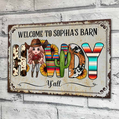 Howdy - Personalized Horse Rectangle Metal Sign