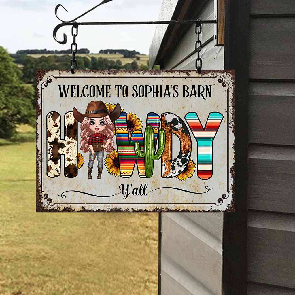 Howdy - Personalized Horse Rectangle Metal Sign