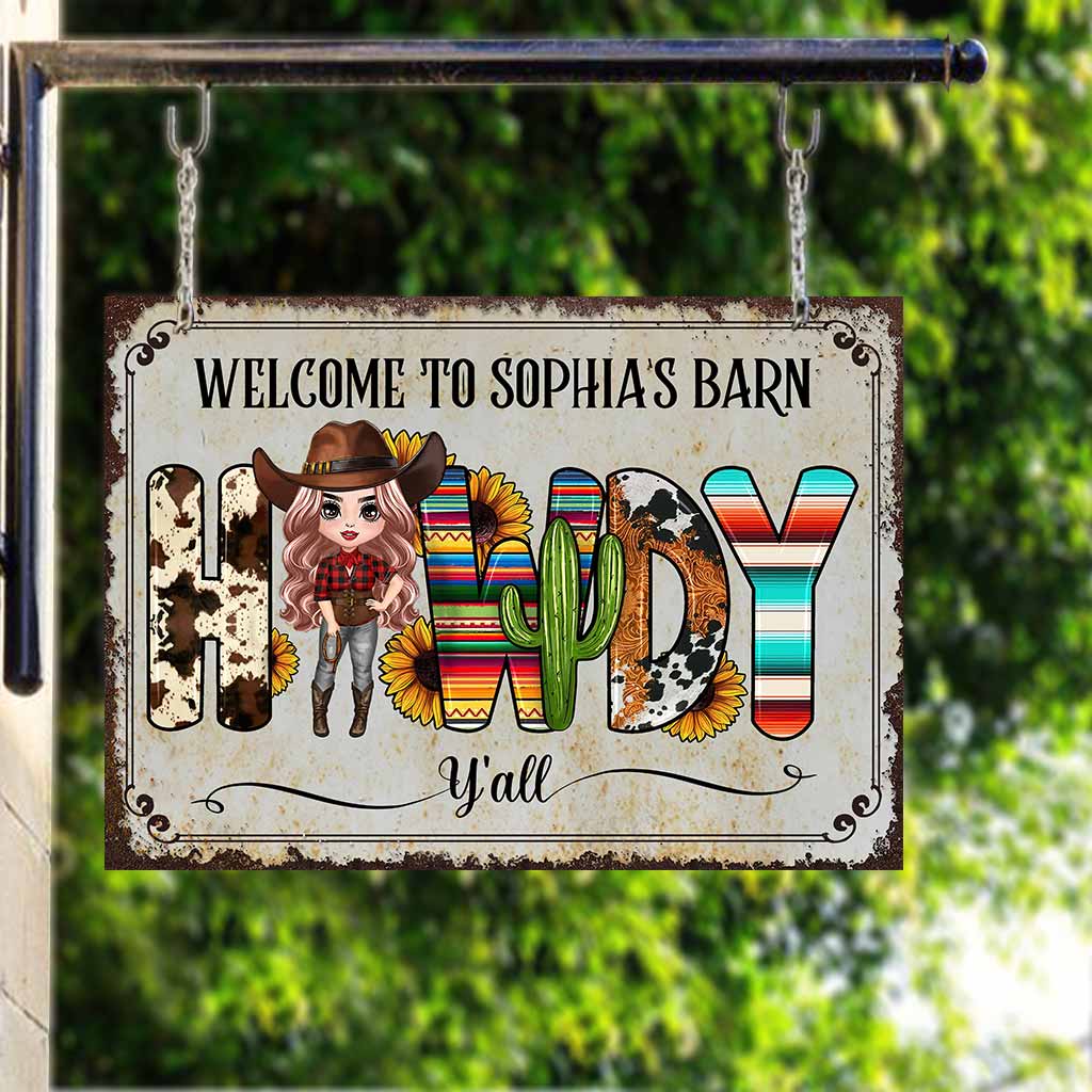 Howdy - Personalized Horse Rectangle Metal Sign