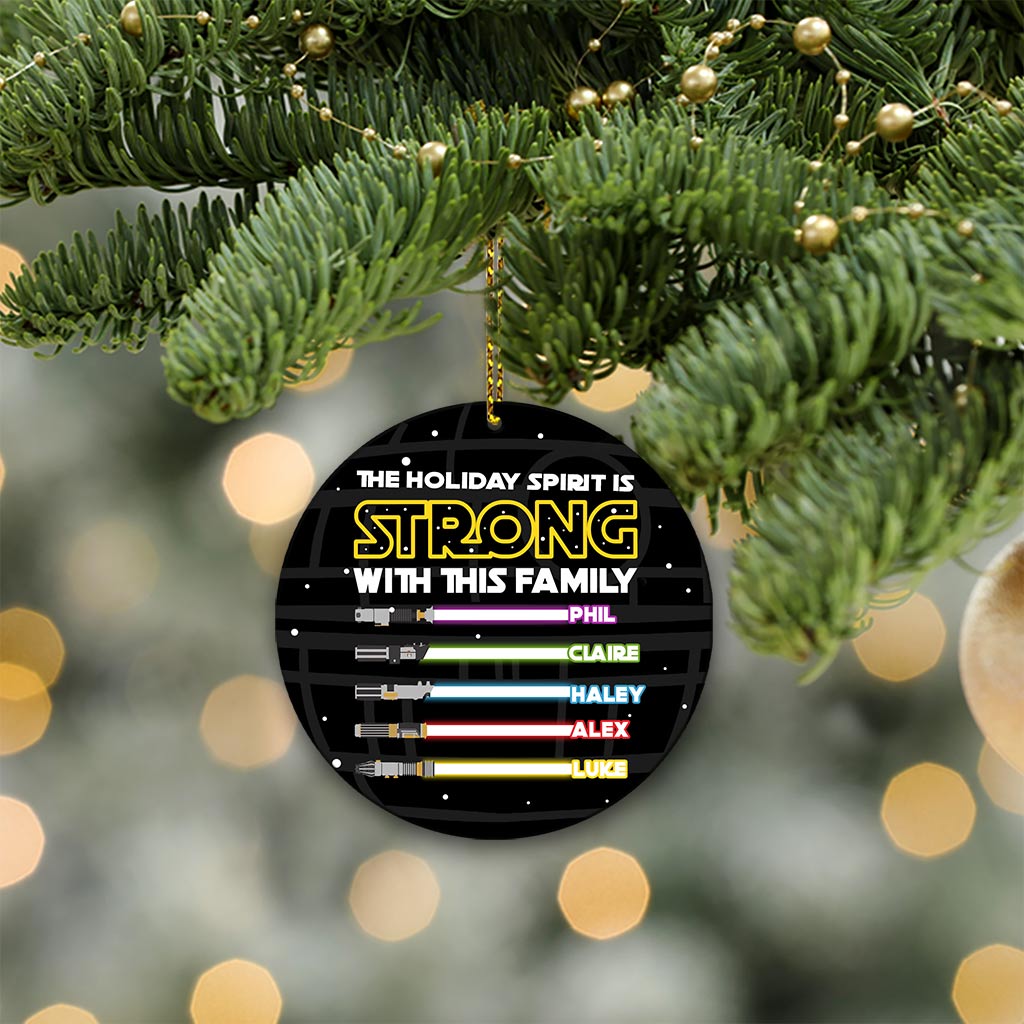 The Holiday Spirit Is Strong With This Family - Personalized Christmas Family Round Aluminium Ornament (Printed On Both Sides)