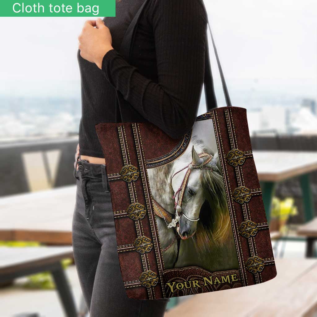 White Horse - Personalized Horse Tote Bag