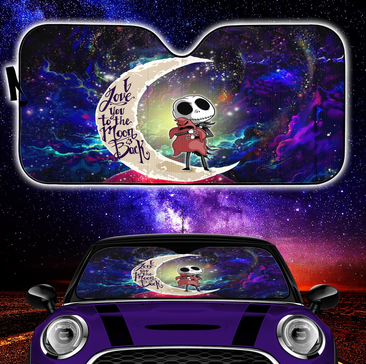 I Love You To The Moon And Back Nightmare Car Sunshade 0523