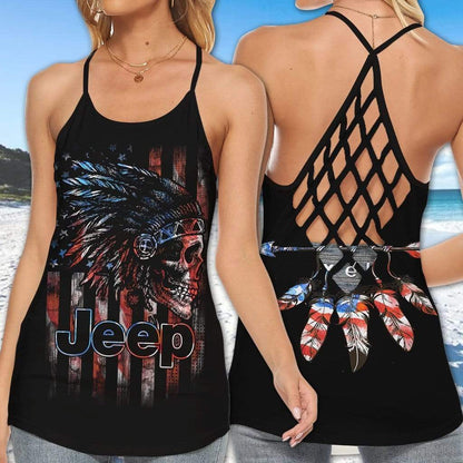 Love Skull Car Cross Tank Top 0523