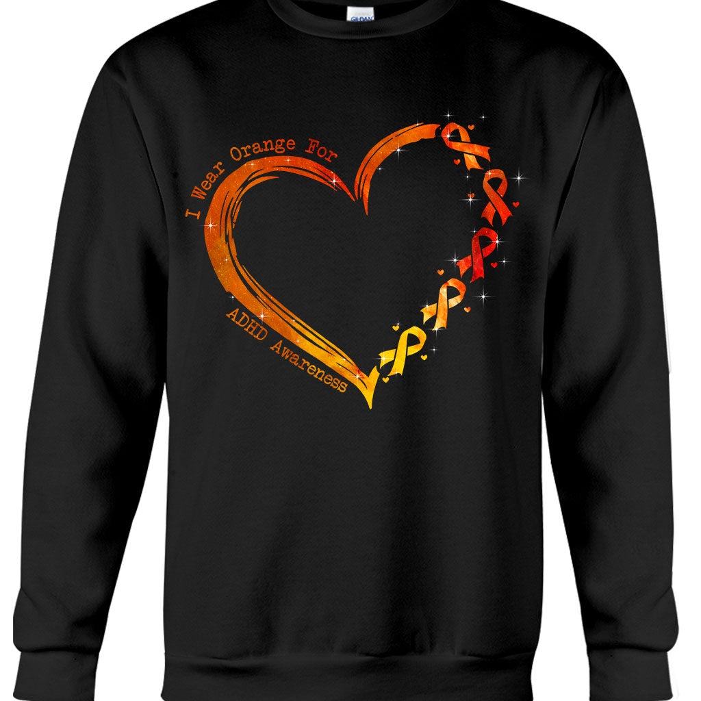 I Wear Orange For Someone I Love Heart - ADHD Awareness Personalized T-shirt And Hoodie